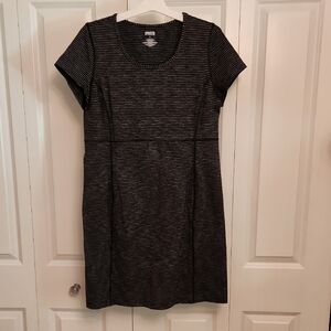 Duluth Trading Co Black and Gray Striped Dress